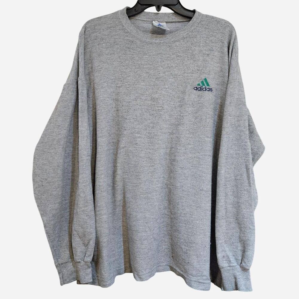 vintage sporty streetwear adidas gray long sleeve made in usa tee